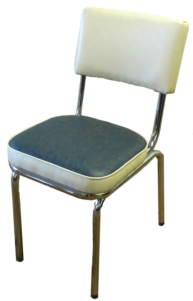Reupholstered kitchen chair in vinyl with chrome frame