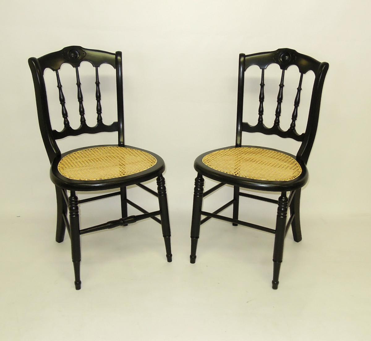 Refinished and re-caned antique dining chairs