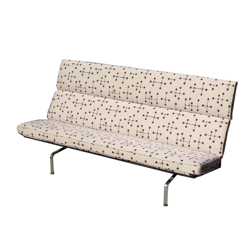 Reupholstered Eames compact sofa in Maharam