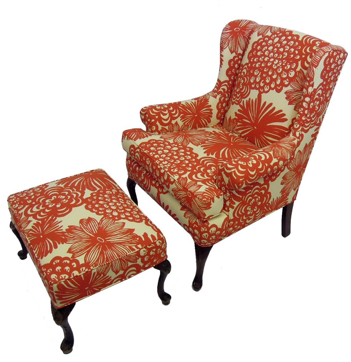 Classic Wing Chair and Ottoman