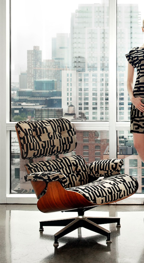 Eames Lounge Chair Reupholstered in Maharam Letters