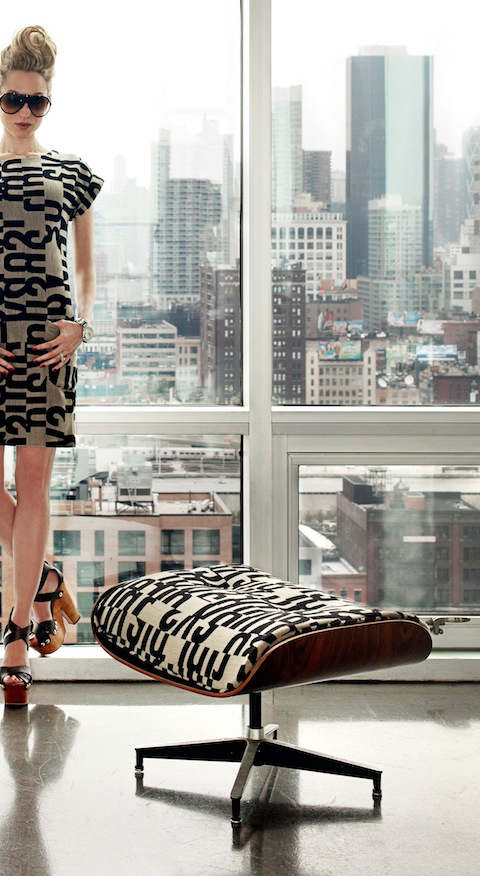 Eames Lounge Chair Reupholstered in Maharam Letters