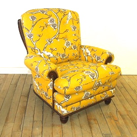 Wingchair reupholstered in Robert Allen fabric Wingchair reupholstered in Robert Allen fabric