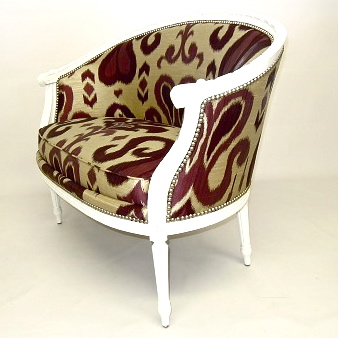 Loveseat reupholstered in Robert Allen fabric Loveseat reupholstered in Robert Allen fabric